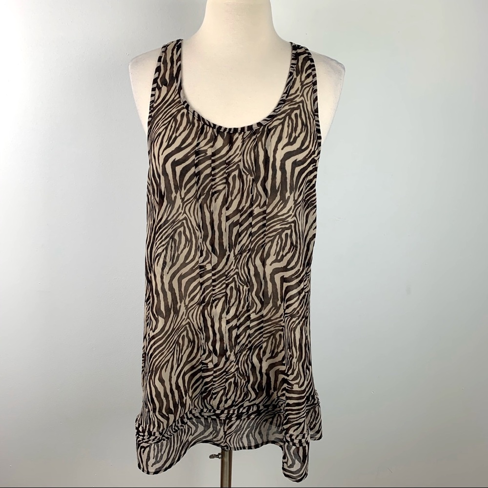 Kylee Womens Animal Print Flowy Sleeveless Top Med